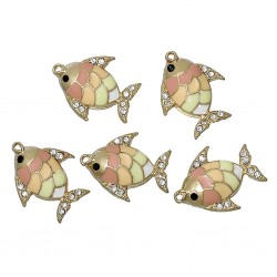 Fish Gold color Enamel Charm