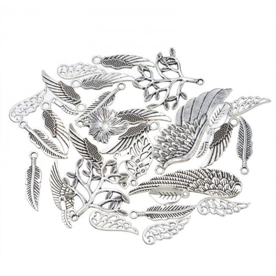Silver Tone Alloy Mixed Wings Pendant