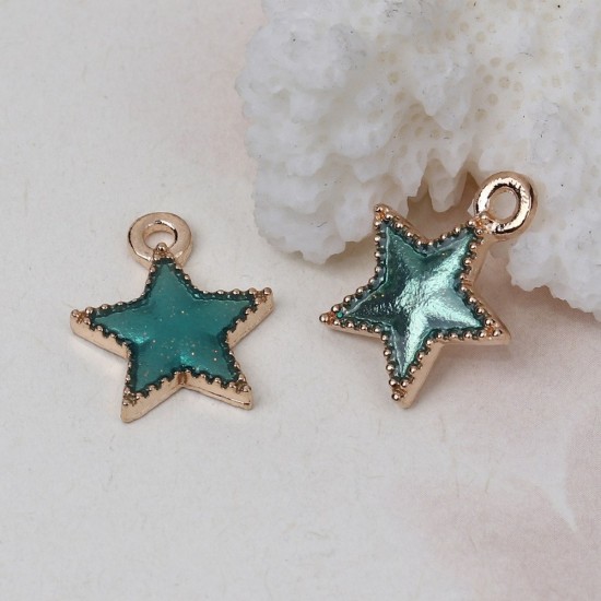 Star Gold Teal Enamel Star Gold Teal Enamel