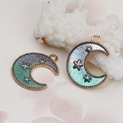 Half Moon Gold Colorful Star 