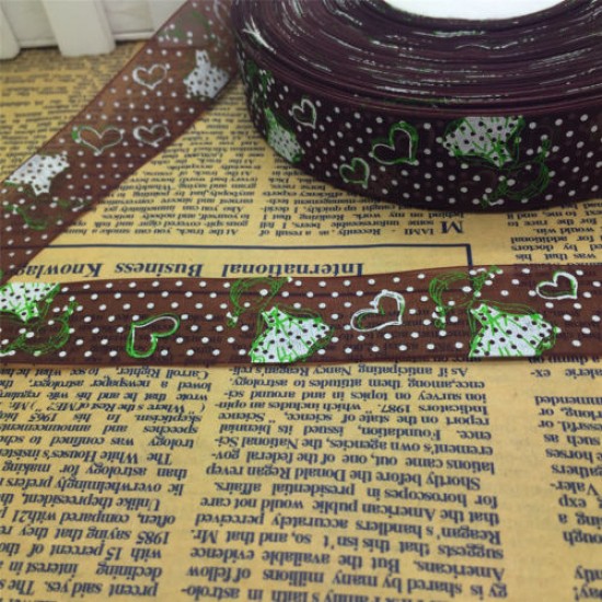 Brown Organza printed ribbon
