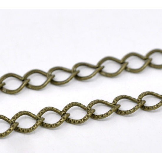 Bronze Tone Textured Link-Opened Curb Chain 