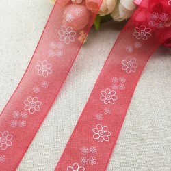 Red Organza white flower