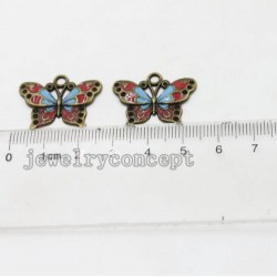 Vintage Bronze&Enamel Alloy Butterfly 