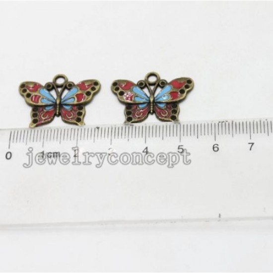 Vintage Bronze&Enamel Alloy Butterfly 