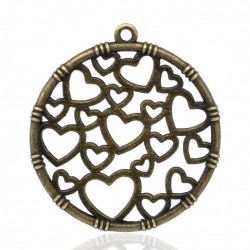 Bronze Tone Love Heart Charm 