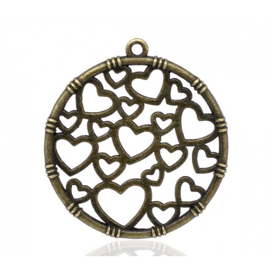 Bronze Tone Love Heart Charm 