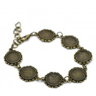 Bronze Tone Round Cabochon Setting Disk Bracelets 21cm