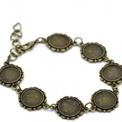 Bronze Tone Round Cabochon Setting Disk Bracelets 21cm