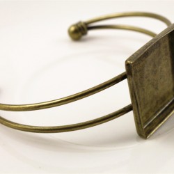 Bronze Plated Square Bangle Base Bracelet Blank Tray 