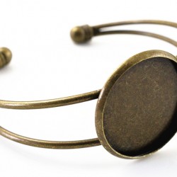 Bronze Plated Bangle Base Bracelet Round Blank Tray Bezel 