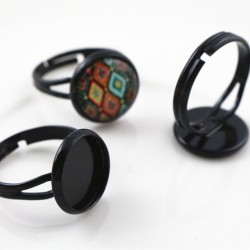 Black Plated Brass Adjustable Ring Settings Blank