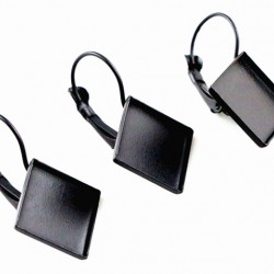 Black Plated Square Style French Lever Back Earrings 