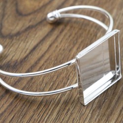 Bronze Plated Square Bangle Base Bracelet Blank Tray 