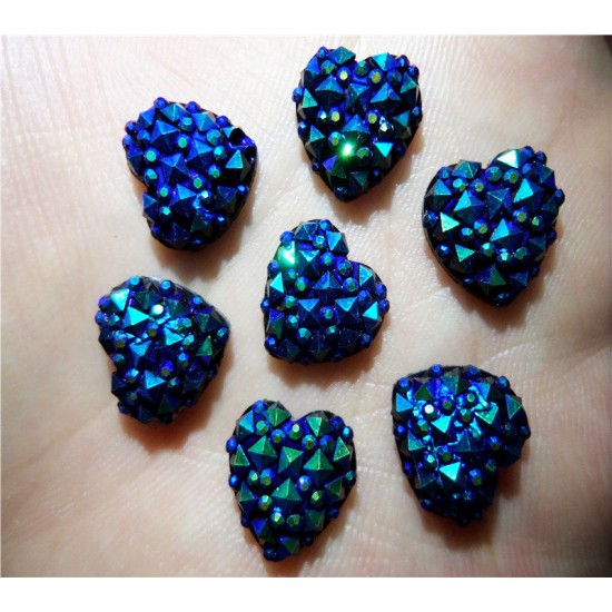 Blueish Black Heart Bling