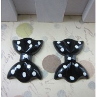 Black Polka Bow 