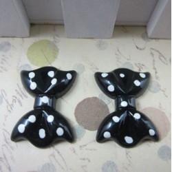 Black Polka Bow 