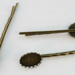 Bronze Cabochon Settings Bobby Pins Hair Clips