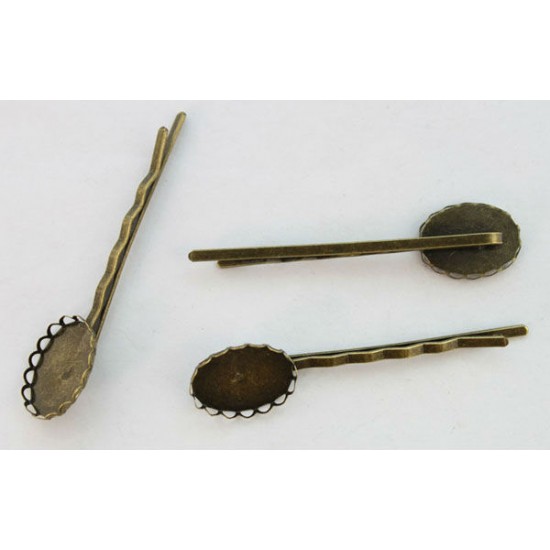 Bronze Cabochon Settings Bobby Pins Hair Clips