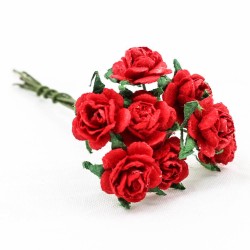 Red 10mm Mulberry Paper Rose