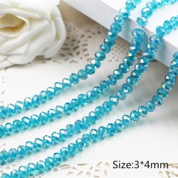 3x4mm Lakeblue AB Roundelle Crystal