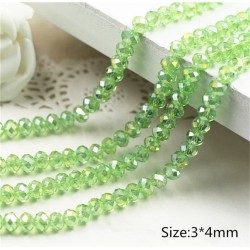 3x4mm Light green AB Roundelle Crystal